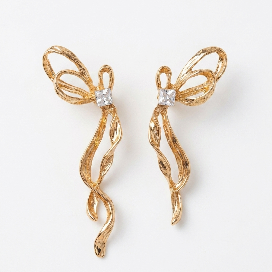 HALF & HALF BOW EARRINGS