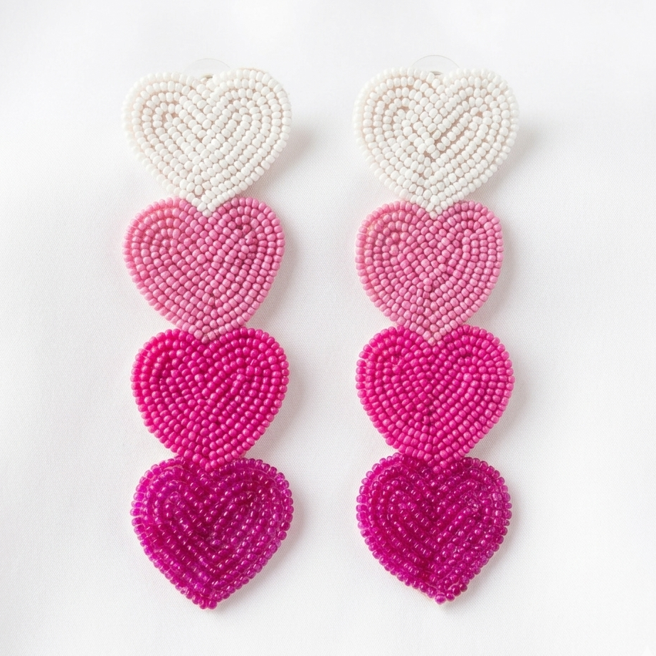 OMBRE HEART BEADED EARRINGS