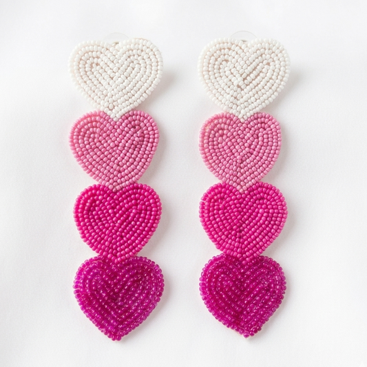 OMBRE HEART BEADED EARRINGS