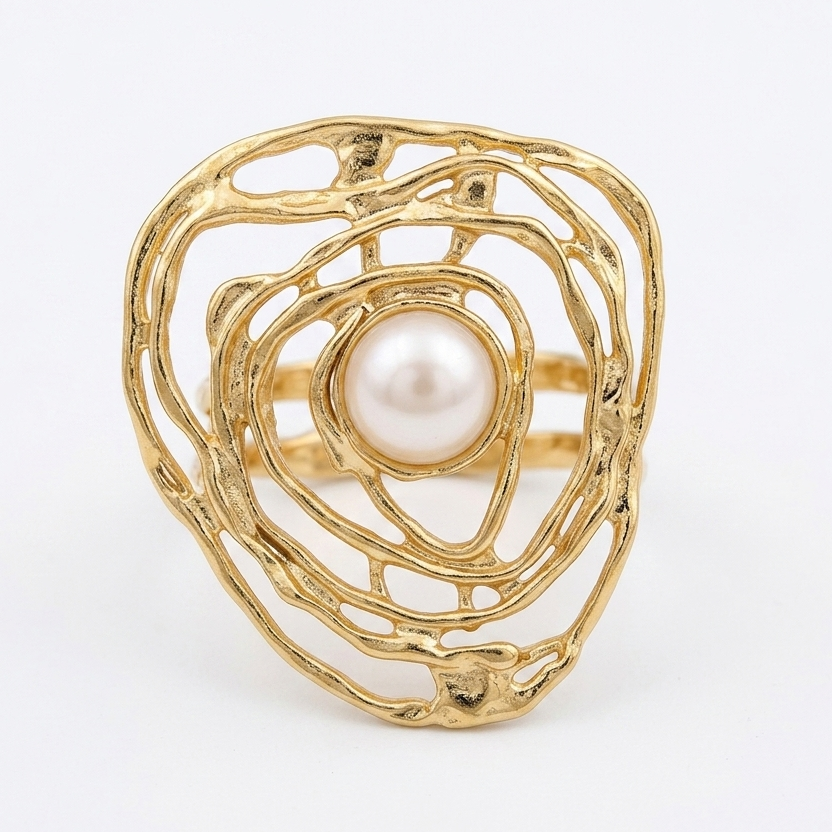 GEOMETRIC PEARL RING