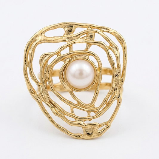 GEOMETRIC PEARL RING