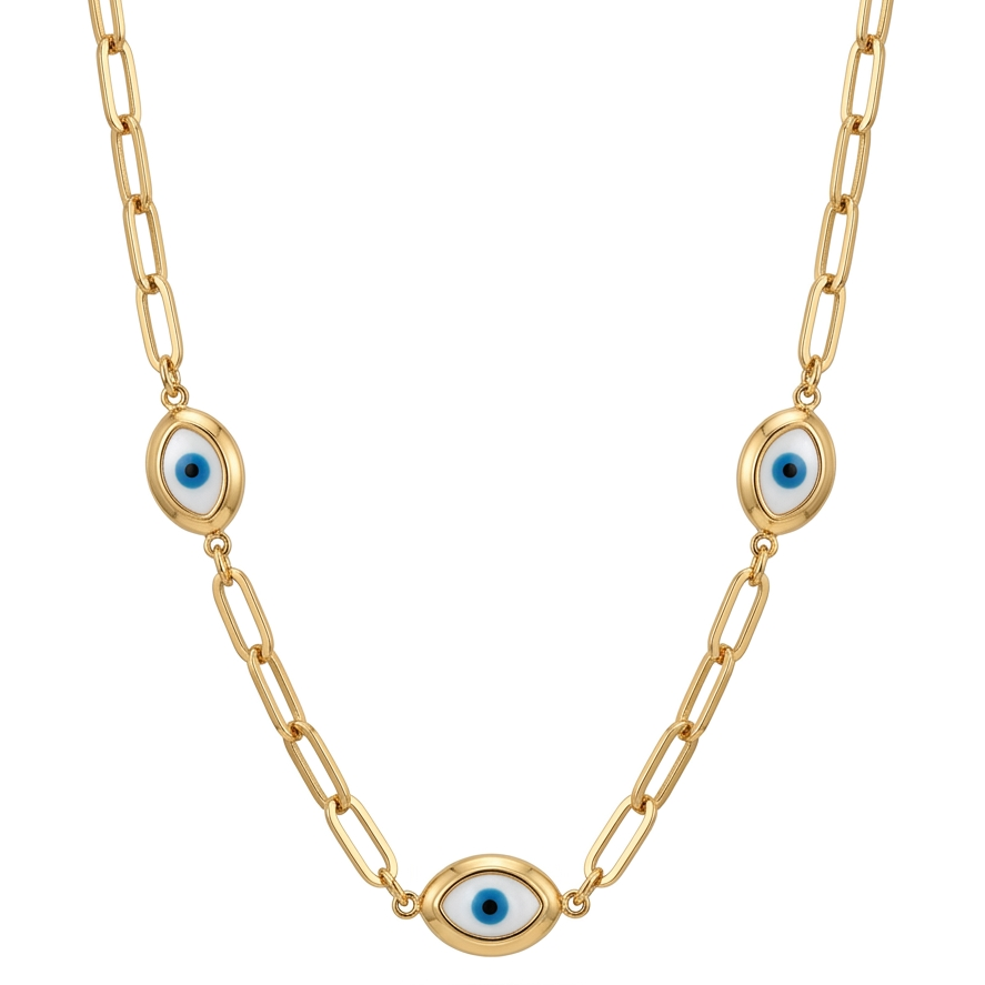 EVIL EYE PAPERCLIP NECKLACE