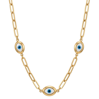 EVIL EYE PAPERCLIP NECKLACE