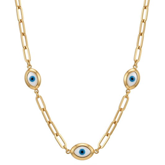 EVIL EYE PAPERCLIP NECKLACE