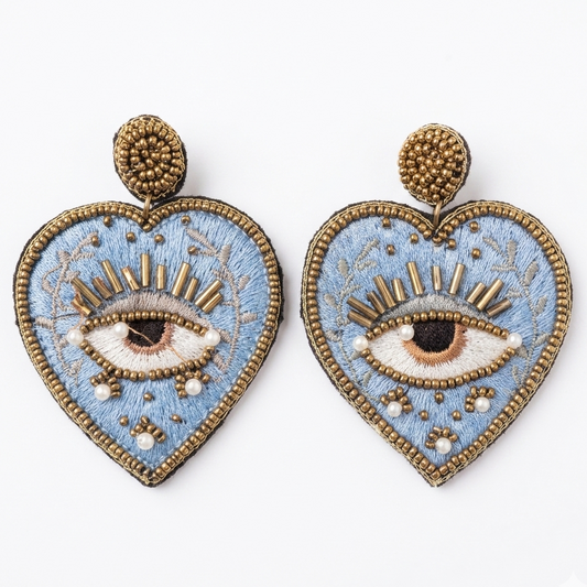HEART EVIL EYE EARRINGS