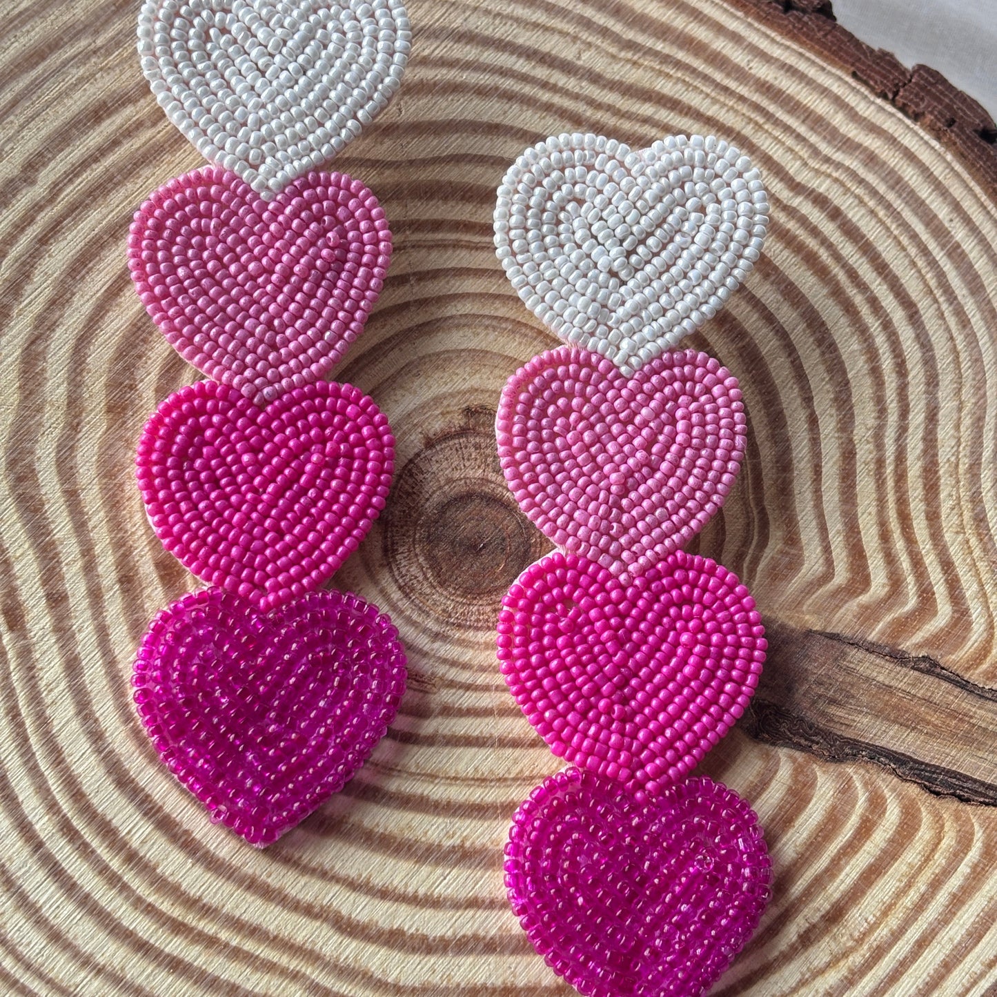OMBRE HEART BEADED EARRINGS