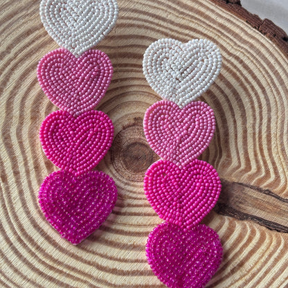 OMBRE HEART BEADED EARRINGS
